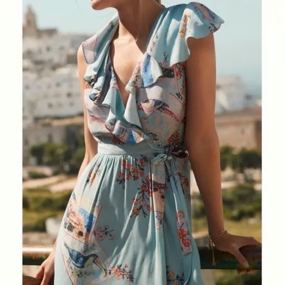 Anthropologie Dresses & Skirts - $158 nwt ANTHROPOLOGIE MAEVE sz 12 ROSALIA wrap dress in blue floral